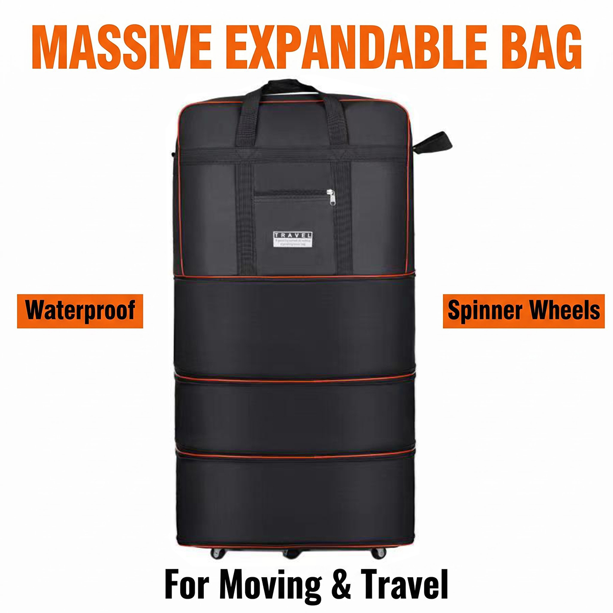 Foldable Rolling Luggage Bag - Travel Bag with Wheels Expandable Foldable