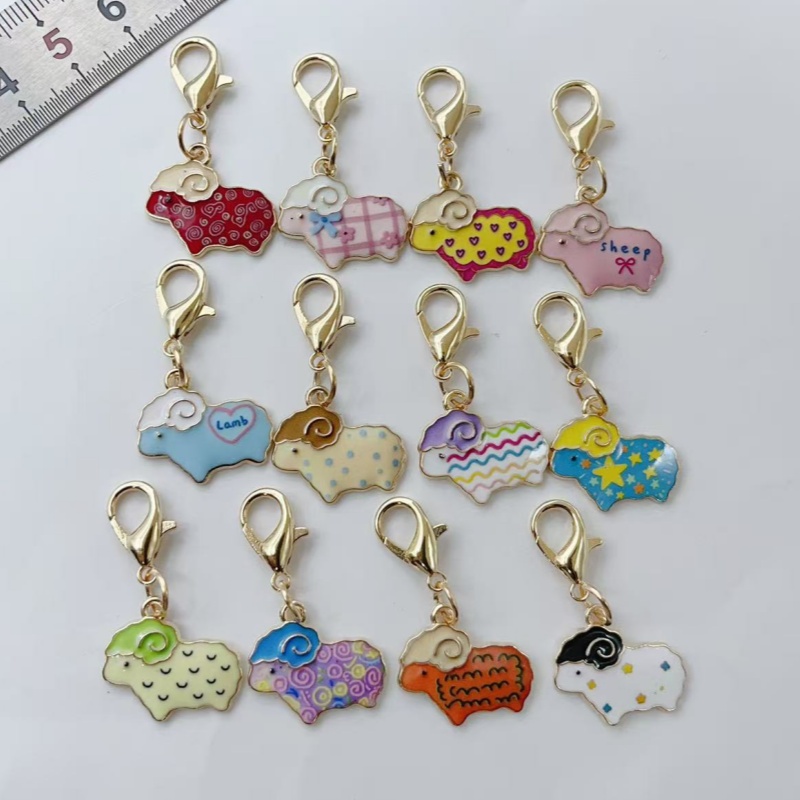 Backpacks - 12Pcs Cute Sheep Enamel Keychains, Colorful