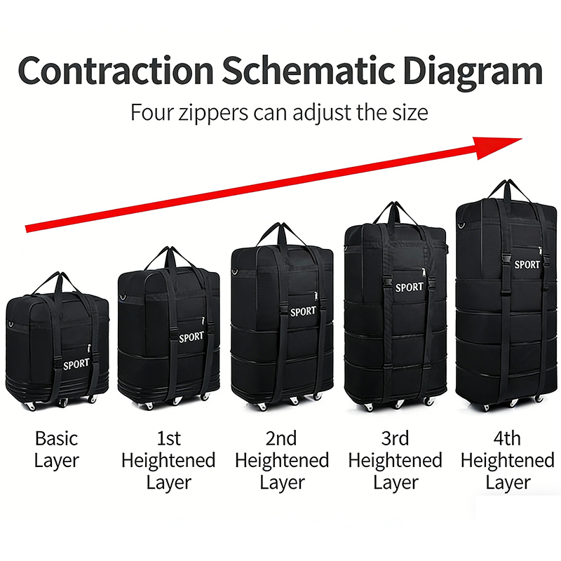 Large Capacity Travel Bag With - Foldable Rolling Luggage Bag ulasan dan harga