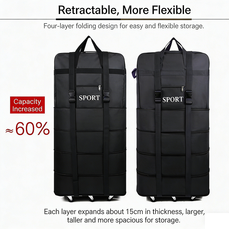 Large Capacity Travel Bag With - Foldable Rolling Luggage Bag ulasan dan harga