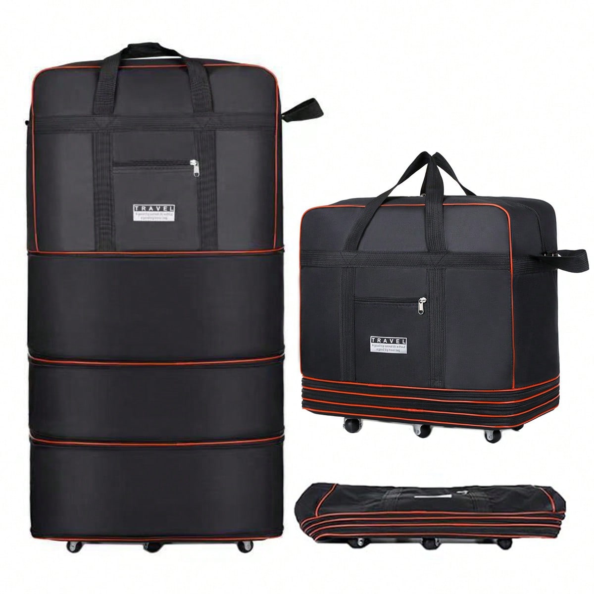 Black Collapsible Rolling Trav - Foldable Rolling Luggage Bag ulasan dan harga
