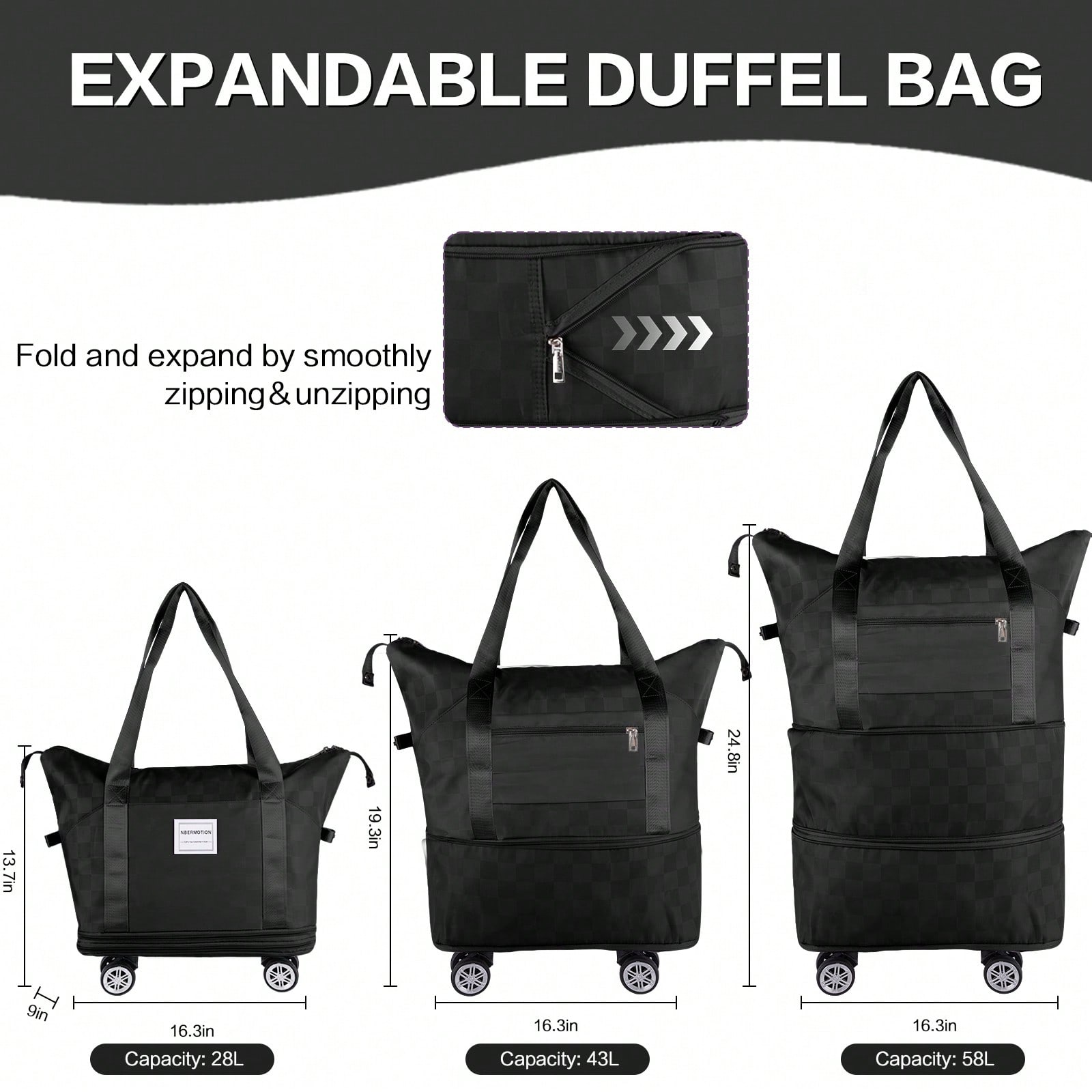 Expandable Rolling Duffle Bag  - Foldable Rolling Luggage Bag ulasan dan harga