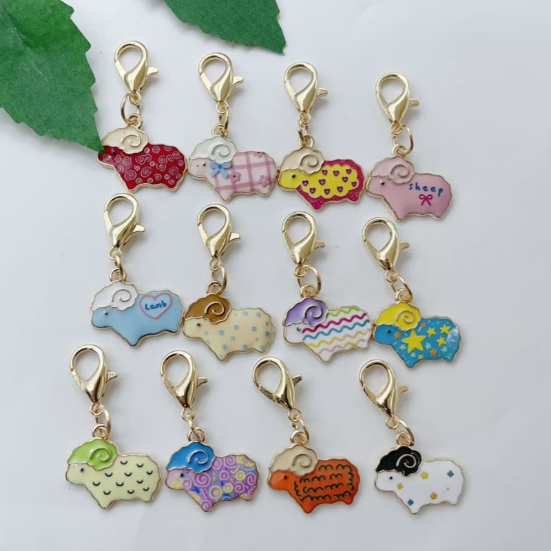 12Pcs Cute Sheep Enamel Keycha - Backpacks ulasan dan harga