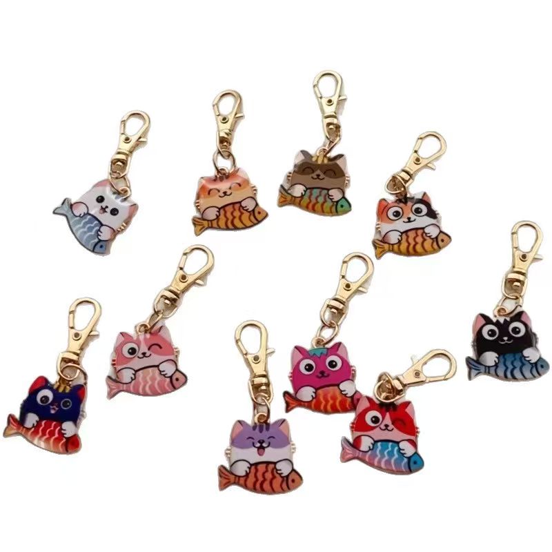 10pcs alloy printed cat keycha - Wallets ulasan dan harga